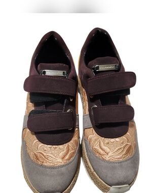 Stella McCartney Burgundy, Tan & Gray Platform Sneakers